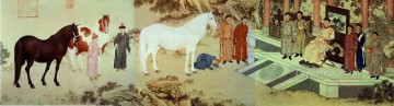 ラング輝く馬のアンティーク中国の賛辞 Oil Paintings